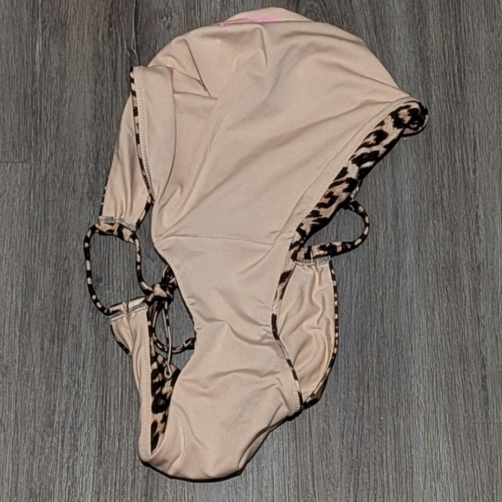 Victoria's Secret Twist Front Bikini & Side Tie Bottoms In Leopard 40DD XXL Set - Picture 12 of 12